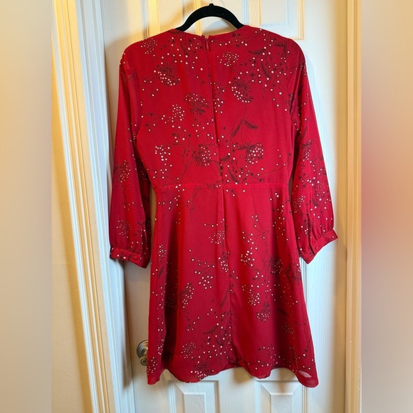 Madewell Red Floral Wrap Dress #Event #Party #Special Event - Picture 6 of 9